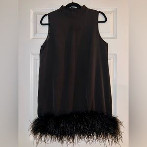 Black feather short dress